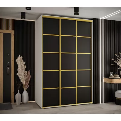 Šatní skříň ASIRI 4 - 160/45 cm, bílá / černá / zlatá