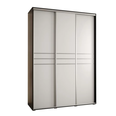 Šatní skříň ASIRI 10 - 170/45 cm, černá / bílá / stříbrná