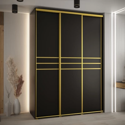 Šatní skříň ASIRI 10 - 170/45 cm, černá / zlatá
