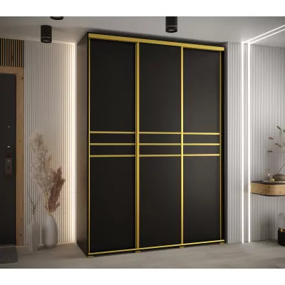Šatní skříň ASIRI 10 - 170/45 cm, černá / zlatá