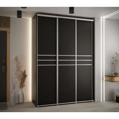 Šatní skříň ASIRI 10 - 180/45 cm, černá / stříbrná