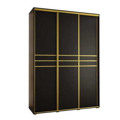 Šatní skříň ASIRI 10 - 180/45 cm, černá / zlatá