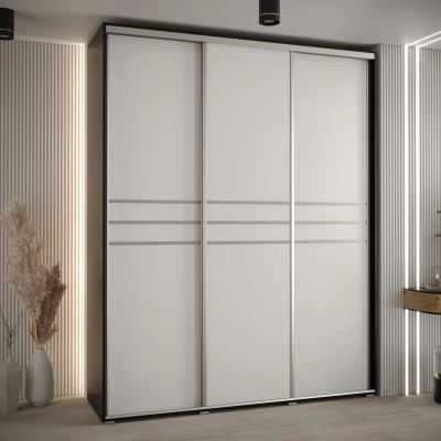 Šatní skříň ASIRI 10 - 190/45 cm, černá / bílá / stříbrná