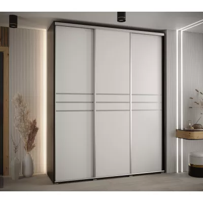 Šatní skříň ASIRI 10 - 190/45 cm, černá / bílá / stříbrná