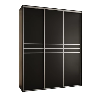 Šatní skříň ASIRI 10 - 190/45 cm, černá / stříbrná