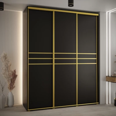 Šatní skříň ASIRI 10 - 190/45 cm, černá / zlatá