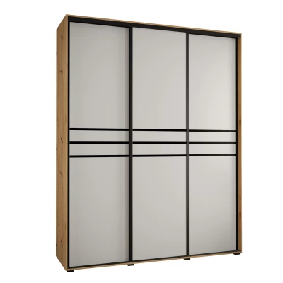 Šatní skříň ASIRI 10 - 190/45 cm, dub artisan / bílá / černá