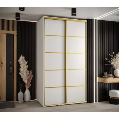 Šatní skříň ASIRI 4 - 130/60 cm, bílá / zlatá