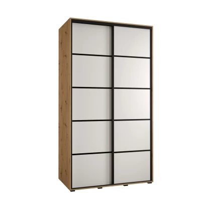 Šatní skříň ASIRI 4 - 130/45 cm, dub artisan / bílá / černá
