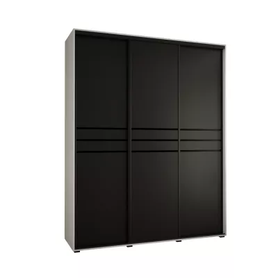 Šatní skříň ASIRI 10 - 200/45 cm, bílá / černá / černá