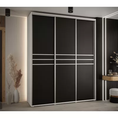 Šatní skříň ASIRI 10 - 200/45 cm, bílá / černá / stříbrná