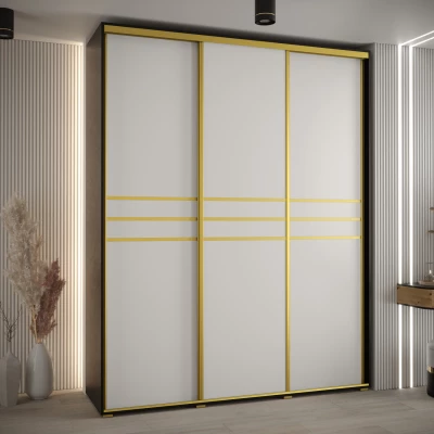 Šatní skříň ASIRI 10 - 200/45 cm, černá / bílá / zlatá