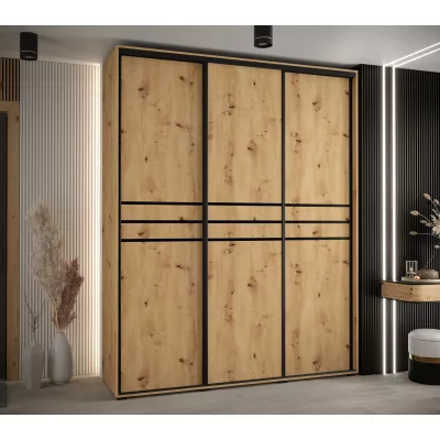 Šatní skříň ASIRI 10 - 200/45 cm, dub artisan / černá