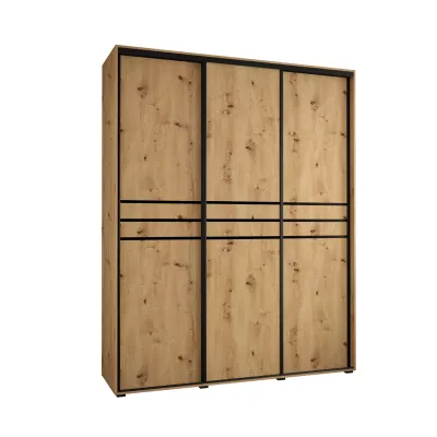 Šatní skříň ASIRI 10 - 200/45 cm, dub artisan / černá