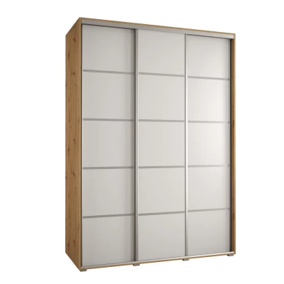 Šatní skříň ASIRI 4 - 170/60 cm, dub artisan / bílá / stříbrná