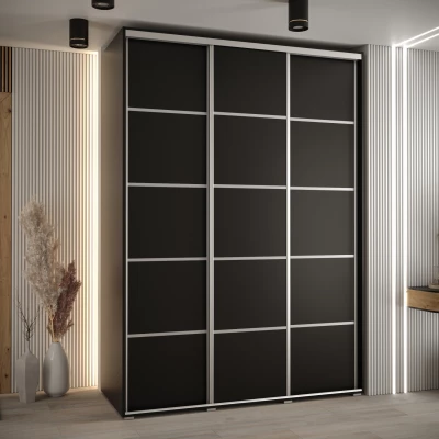 Šatní skříň ASIRI 4 - 170/60 cm, černá / stříbrná