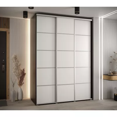 Šatní skříň ASIRI 4 - 170/60 cm, černá / bílá / stříbrná