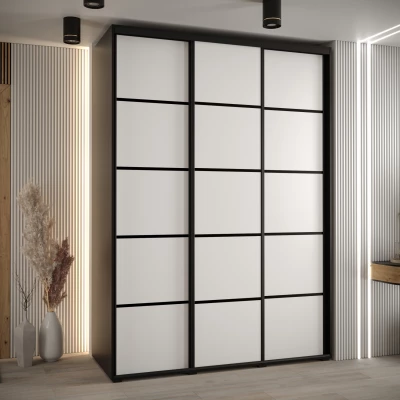 Šatní skříň ASIRI 4 - 170/60 cm, černá / bílá / černá