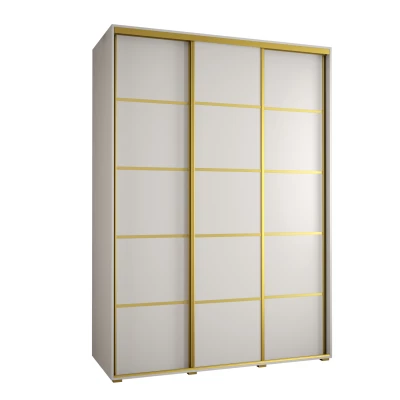 Šatní skříň ASIRI 4 - 170/60 cm, bílá / zlatá