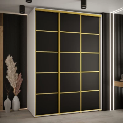 Šatní skříň ASIRI 4 - 170/60 cm, bílá / černá / zlatá