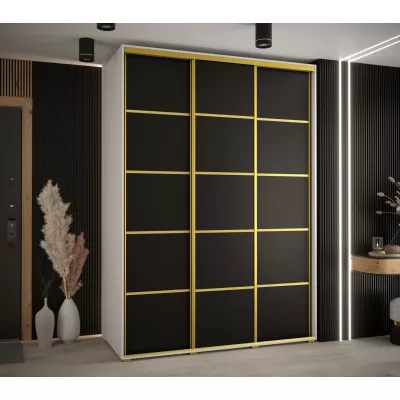 Šatní skříň ASIRI 4 - 170/60 cm, bílá / černá / zlatá