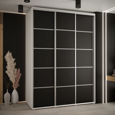 Šatní skříň ASIRI 4 - 170/60 cm, bílá / černá / stříbrná