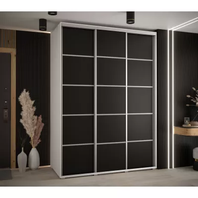 Šatní skříň ASIRI 4 - 170/60 cm, bílá / černá / stříbrná