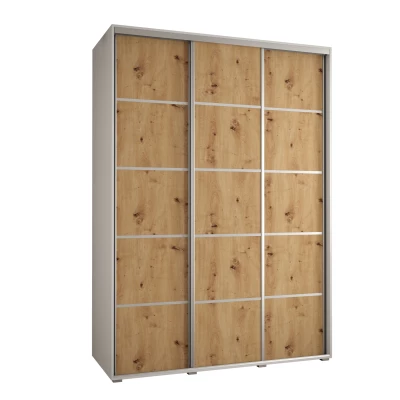 Šatní skříň ASIRI 4 - 170/60 cm, bílá / dub artisan / stříbrná