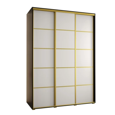 Šatní skříň ASIRI 4 - 170/45 cm, černá / bílá / zlatá