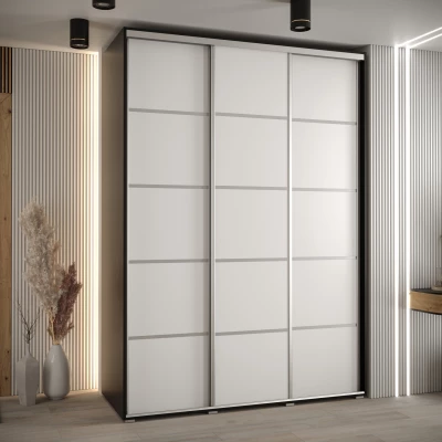 Šatní skříň ASIRI 4 - 170/45 cm, černá / bílá / stříbrná