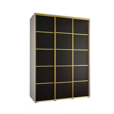 Šatní skříň ASIRI 4 - 180/60 cm, bílá / černá / zlatá