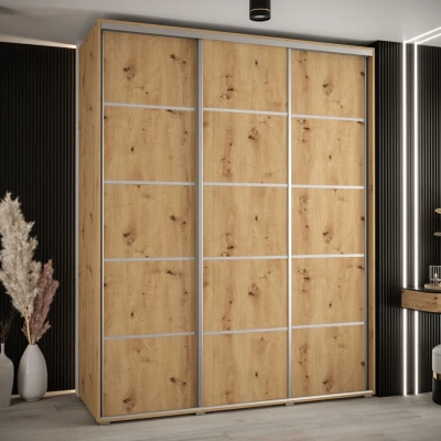 Šatní skříň ASIRI 4 - 200/60 cm, dub artisan / stříbrná