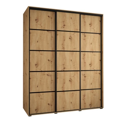 Šatní skříň ASIRI 4 - 200/60 cm, dub artisan / černá