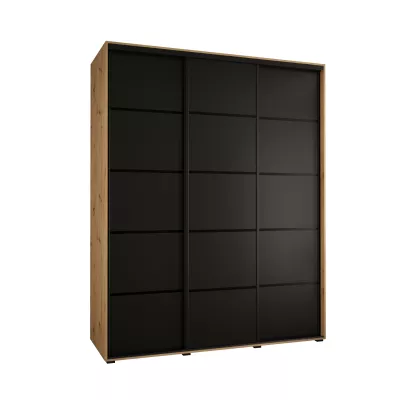 Šatní skříň ASIRI 4 - 200/60 cm, dub artisan / černá / černá