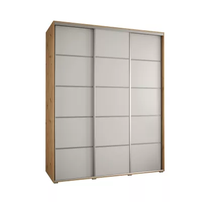 Šatní skříň ASIRI 4 - 200/60 cm, dub artisan / bílá / stříbrná
