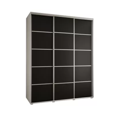 Šatní skříň ASIRI 4 - 200/60 cm, bílá / černá / stříbrná
