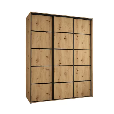 Šatní skříň ASIRI 4 - 200/45 cm, dub artisan / černá