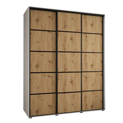 Šatní skříň ASIRI 4 - 190/60 cm, bílá / dub artisan / černá