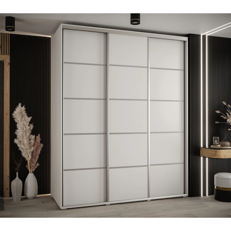 Šatní skříň ASIRI 4 - 190/45 cm, bílá / stříbrná