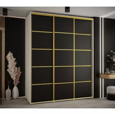 Šatní skříň ASIRI 4 - 190/45 cm, bílá / černá / zlatá