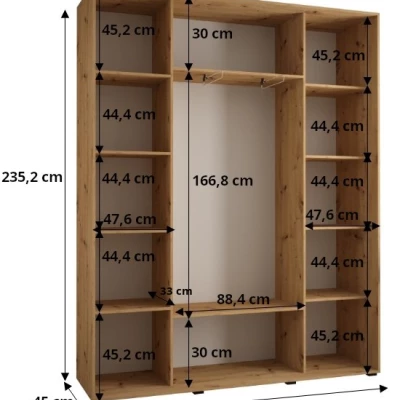 Šatní skříň ASIRI 4 - 190/45 cm, černá / bílá / stříbrná