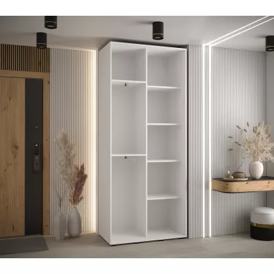 Šatní skříň ASIRI 13 - 120/45 cm, bílá / dub artisan / černá