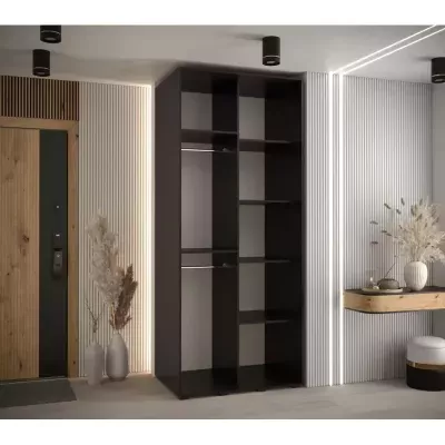 Šatní skříň ASIRI 8 - 110/60 cm, černá / zlatá