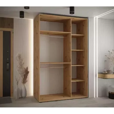 Šatní skříň ASIRI 8 - 150/60 cm, dub artisan / černá / černá