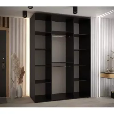 Šatní skříň ASIRI 8 - 170/60 cm, černá / bílá / stříbrná