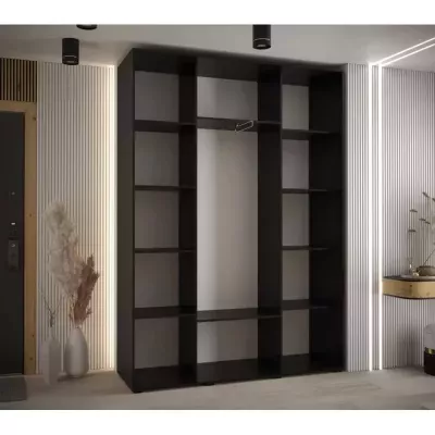 Šatní skříň ASIRI 4 - 180/45 cm, černá / dub artisan / černá