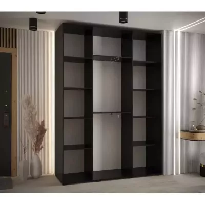 Šatní skříň ASIRI 5 - 180/45 cm, černá / dub artisan / stříbrná