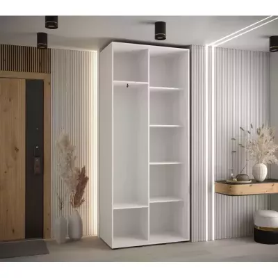 Šatní skříň ASIRI 5 - 100/45 cm, bílá / dub artisan / černá