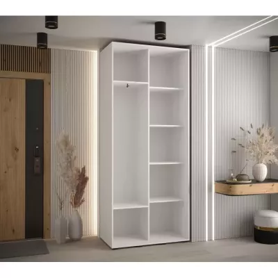 Šatní skříň ASIRI 5 - 120/45 cm, bílá / černá / stříbrná
