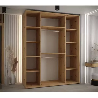 Šatní skříň ASIRI 9 - 200/60 cm, dub artisan / černá